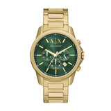 Armani Exchange Banks Chronograph Gold Tone Green Dial Watch