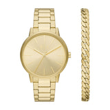 Armani Exchange Men's Three-Hand Gold-Tone Stainless Steel Watch and Bracelet Set