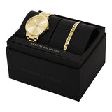 Armani Exchange Men's Three-Hand Gold-Tone Stainless Steel Watch and Bracelet Set
