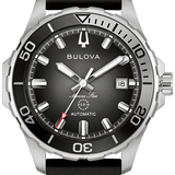 Black Dial Stainless Steel Rubber Marine Star 98B465