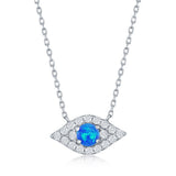 Blue Opal & CZ Evil Eye Necklace