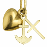 10K Three Piece Anchor Heart Cross