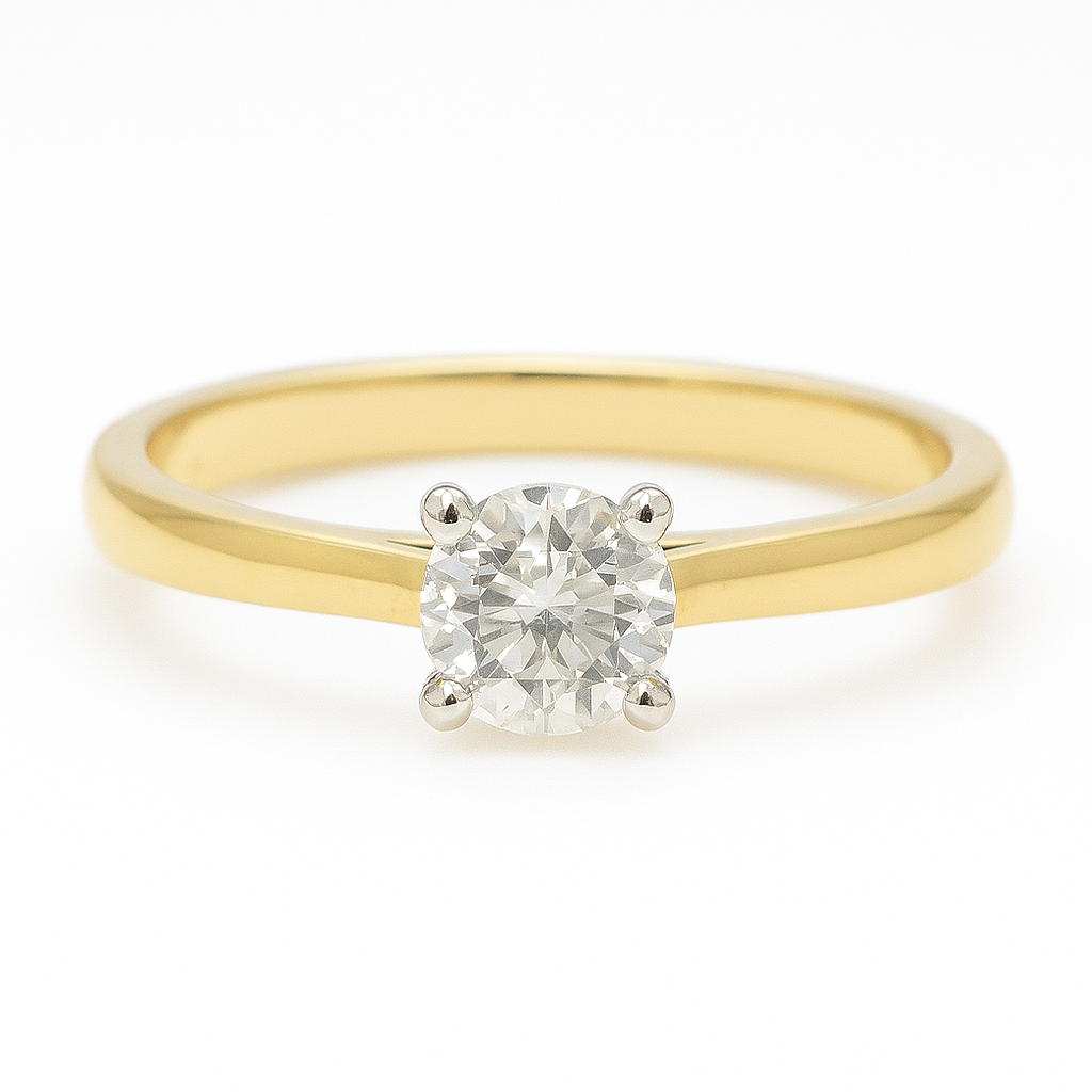14K Diamond Round Ring