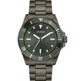 Dark Silver-Tone and Green Analog Watch GW0968G3