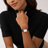Raquel Three-Hand Date Black LiteHide™ Leather Watch ES5310