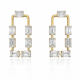 T.W. 1.61 Emerald Cut Lab Diamond Link Drop Earrings - In 18K Yellow Gold