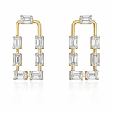 Emerald Cut Lab Diamond Link Drop Earrings - In 18K Yellow Gold