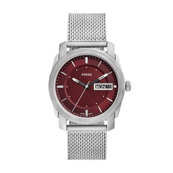 Machine Three-Hand Day-Date Steel Mesh Band