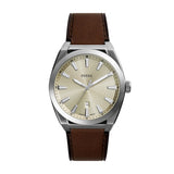 Everett Three-Hand Date Brown Leather Watch