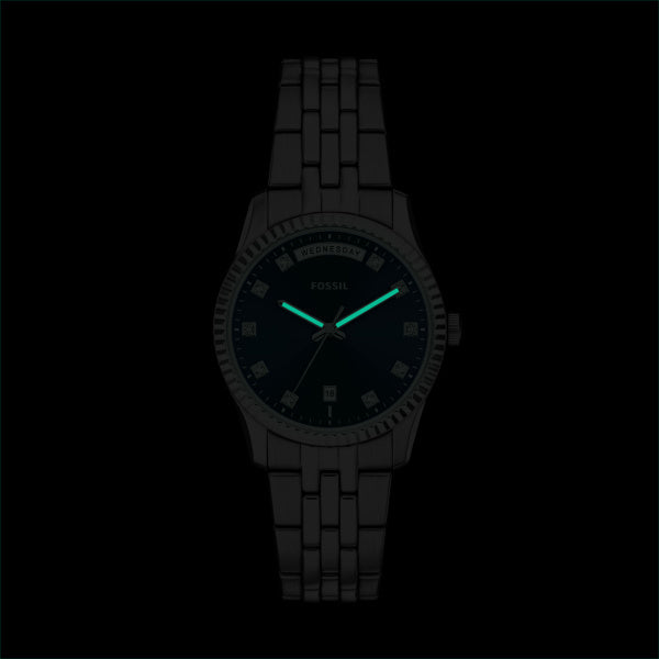 Fossil Scarlatte Day/Date Dark Blue Sunray Dial Watch ES5457