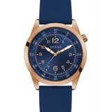 Guess Rose Gold Case Blue Silicone Band Watch