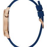 Guess Rose Gold Case Blue Silicone Band Watch