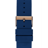 Guess Rose Gold Case Blue Silicone Band Watch