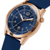 Guess Rose Gold Case Blue Silicone Band Watch