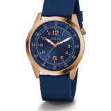 Guess Rose Gold Case Blue Silicone Band Watch