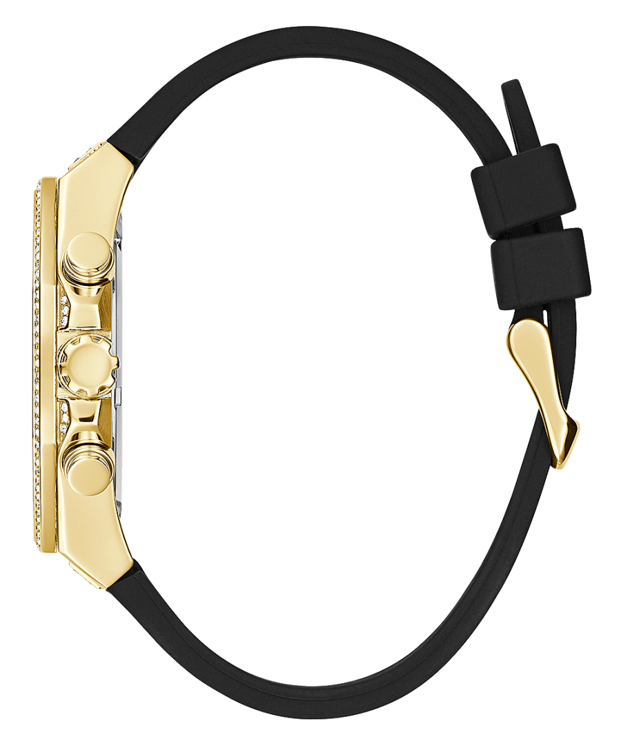 Gold Tone Black Silicone Watch