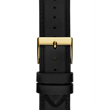 GOLD TONE CASE BLACK GENUINE LEATHER WATCH