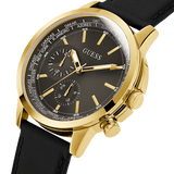 GOLD TONE CASE BLACK GENUINE LEATHER WATCH