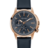 ROSE GOLD TONE CASE NAVY GENUINE LEATHER WATCH