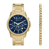 Gold-Tone Stainless Steel Chronograph Watch and Bracelet Set