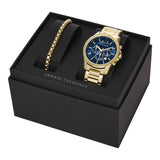 Gold-Tone Stainless Steel Chronograph Watch and Bracelet Set