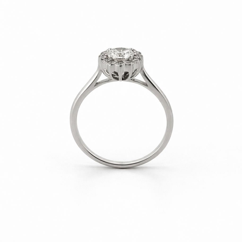 Halo Lab Grown Diamond Ring T.W. 0.68ct in 18K White Gold