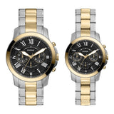 His and Her Chronograph Gold-Tone Stainless Steel Watch Gift Set FS6202
