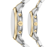 His and Her Chronograph Gold-Tone Stainless Steel Watch Gift Set FS6202