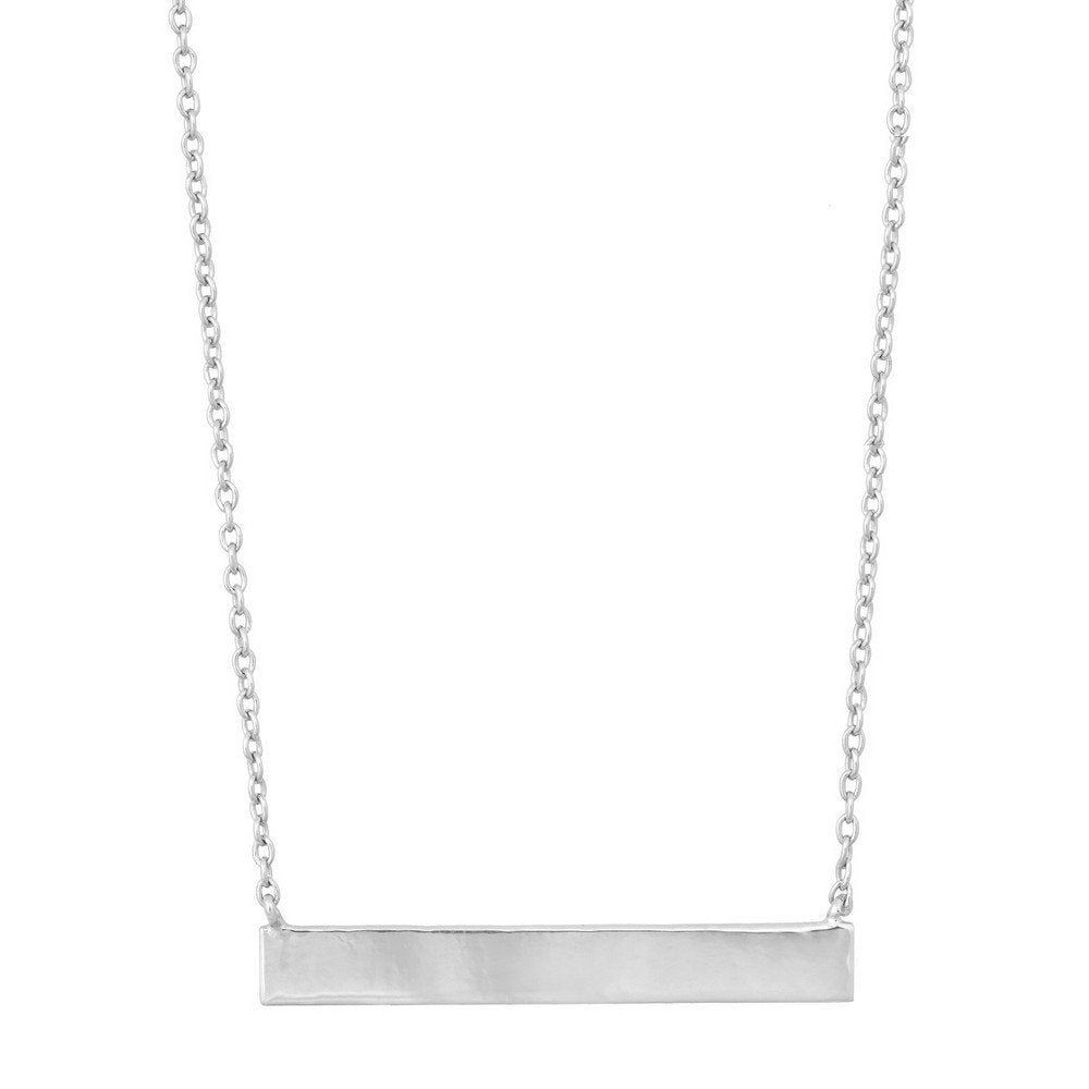 Sterling Silver Bar Necklace - Rhodium Plated