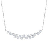 16+2" Sterling Silver Round CZ Curved Bar Necklace