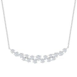 16+2" Sterling Silver Round CZ Curved Bar Necklace