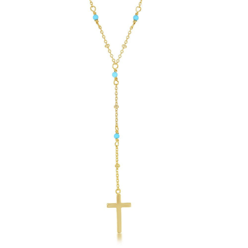 Sterling Silver Turquoise & Plain Beads Rosary