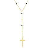 Sterling Silver Onyx & Plain Beads Rosary