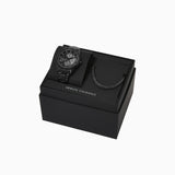 Multifunction Black Stainless Steel Watch and Necklace Set