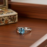 Natural Blue Topaz 10K White Gold