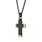 Oringo Cross Black-Rose CZ Steel Necklace