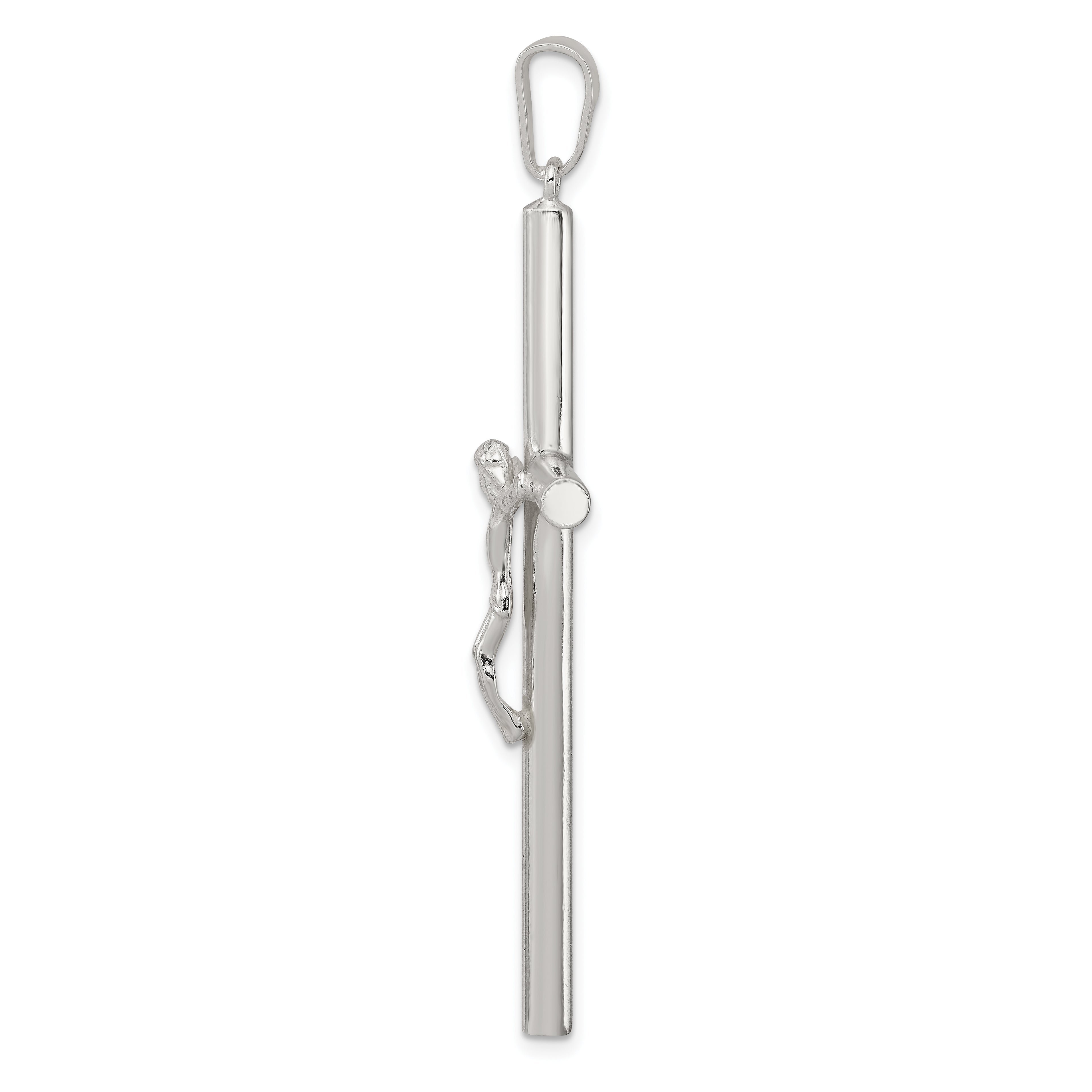 Sterling Silver Polished Solid Crucifix Necklace