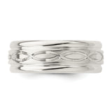 Sterling Silver 7mm Polished Flat Intertwined Design Beveled Edge Fancy Band Size 9.5 9.50
