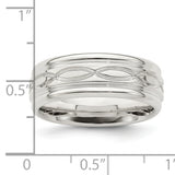 Sterling Silver 7mm Polished Flat Intertwined Design Beveled Edge Fancy Band Size 9.5 9.50