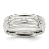 Sterling Silver 7mm Polished Flat Intertwined Design Beveled Edge Fancy Band Size 9.5 9.50