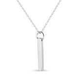 Sterling Silver Long Bar Engraved Pendant on 18" Link Chain