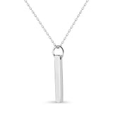 Sterling Silver Long Bar Engraved Pendant on 18" Link Chain