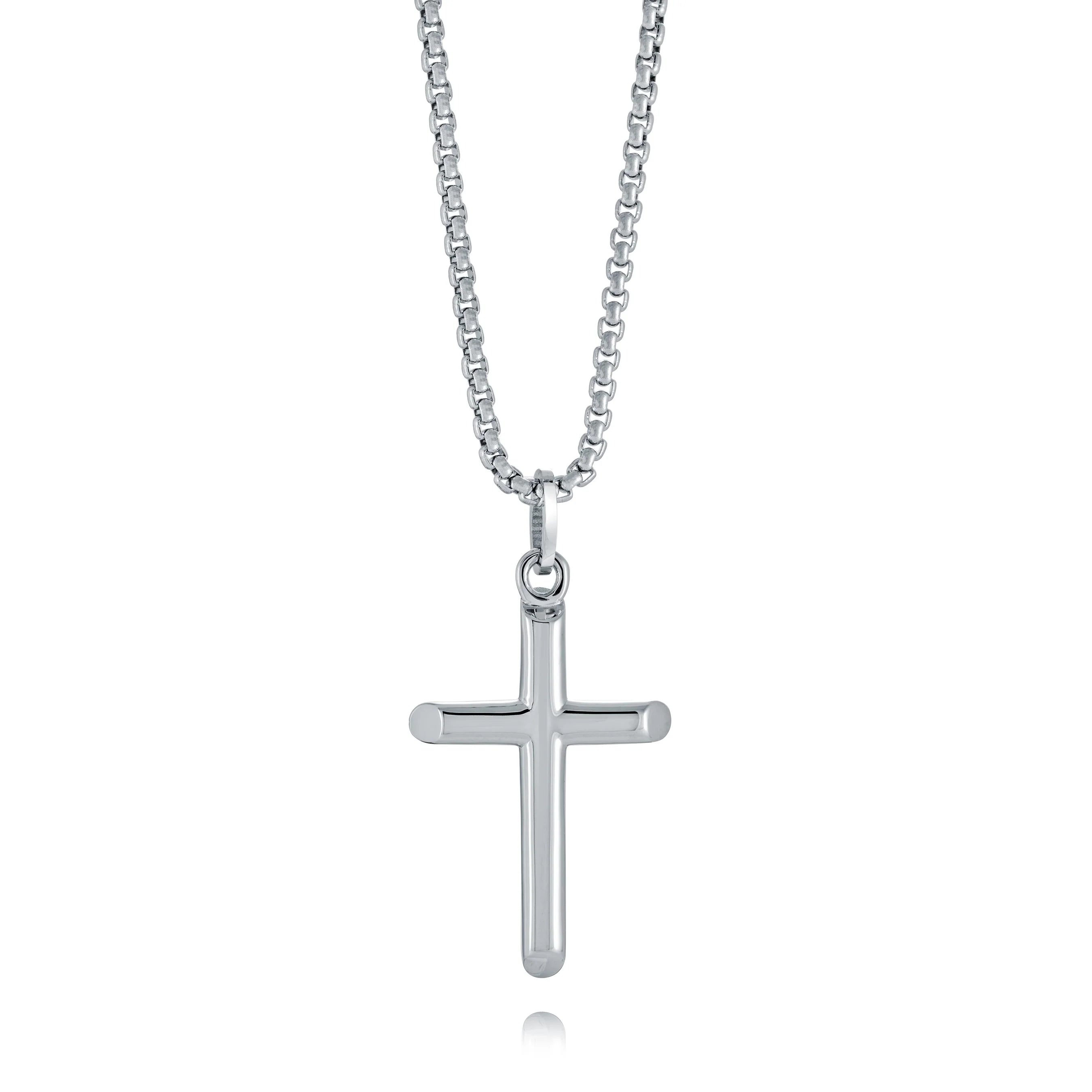 S.STEEL POLISHED CROSS NECKLACE