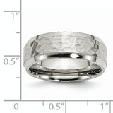 Chisel Stainless Steel Brushed Polished and Hammered 8mm Beveled Edge Band 8.50