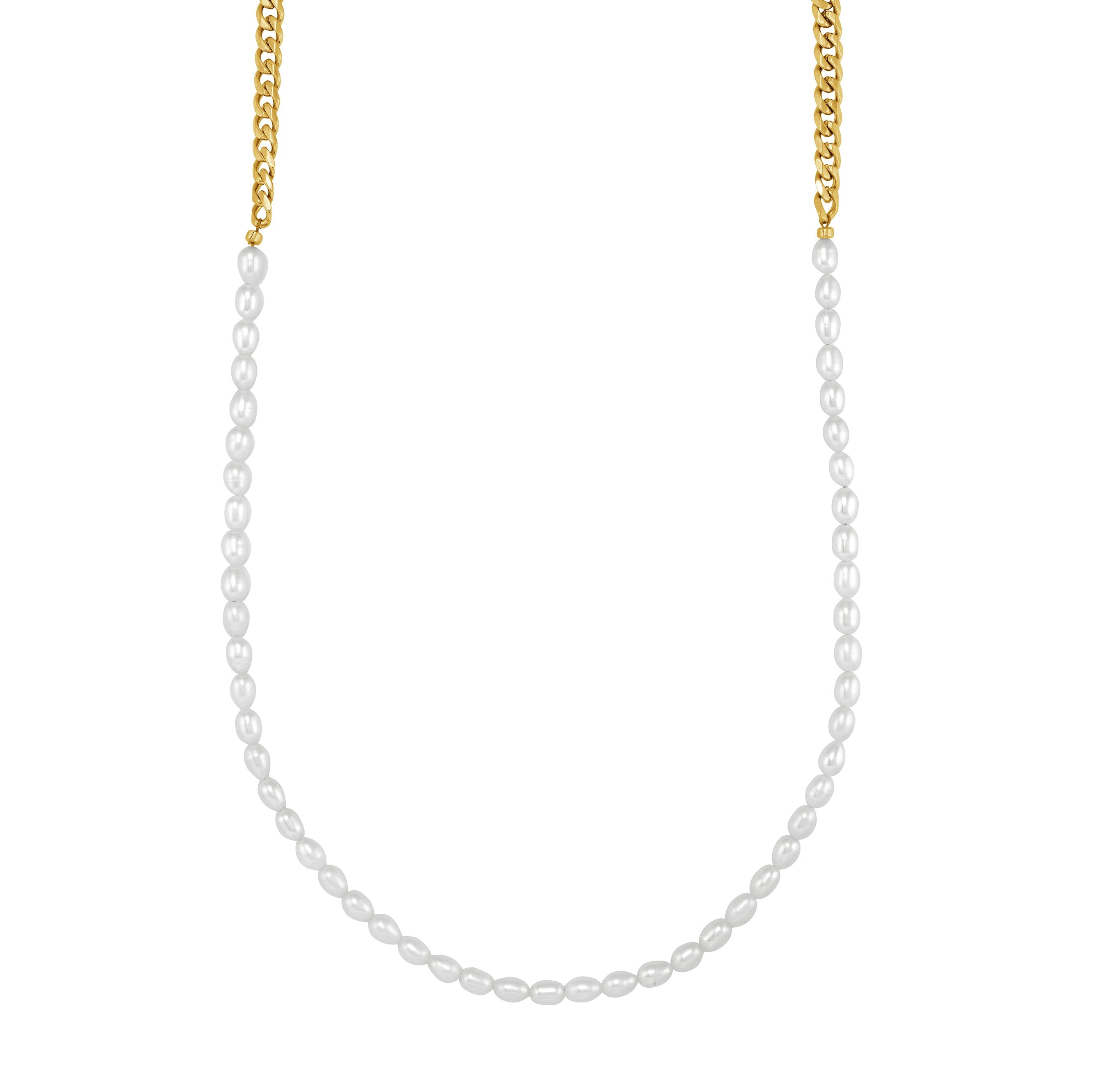 4.6mm Curb & Pearls Necklace