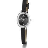 Silver-Tone and Black Oval Analog Penelope Watch GW0925L1