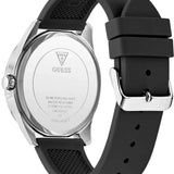 Silver Tone and Black Silicone Analog Watch GW0894G1