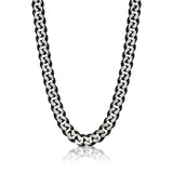 Stainless Steel Black IP Matte D Cut 15MM Cuban Link 24'' Chain