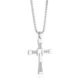 Stainless Steel White CZ Cross 22'' Necklace