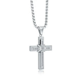 Stainless Steel White CZ Domed Centre Cross 22'' Necklace